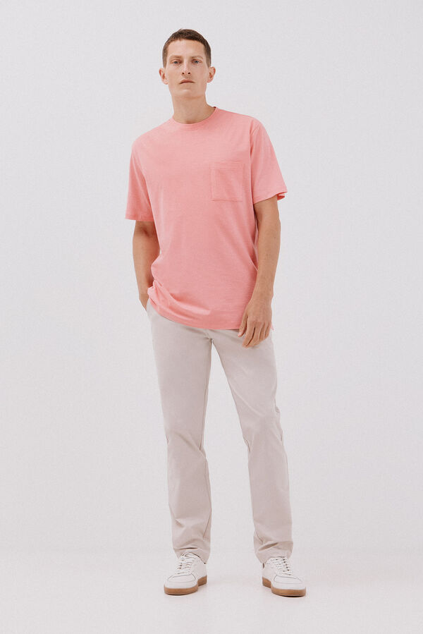 Cortefiel Plain slub t-shirt Coral
