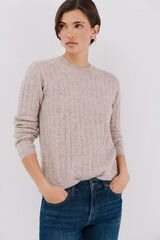 Cortefiel Soft jersey with cross-knit Beige