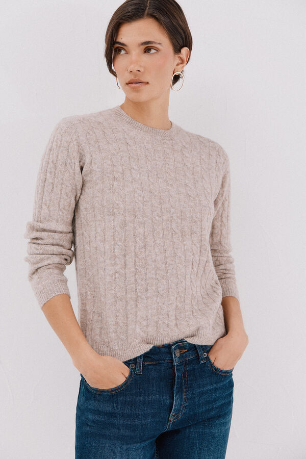 Cortefiel Soft jersey with cross-knit Beige