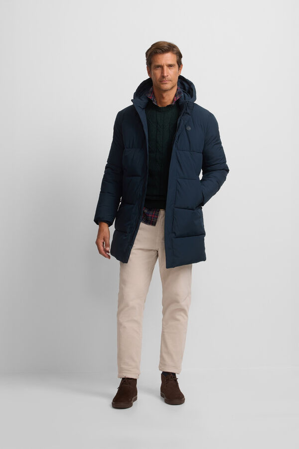 Silbon Casaco longo sobretudo com capuz Azul