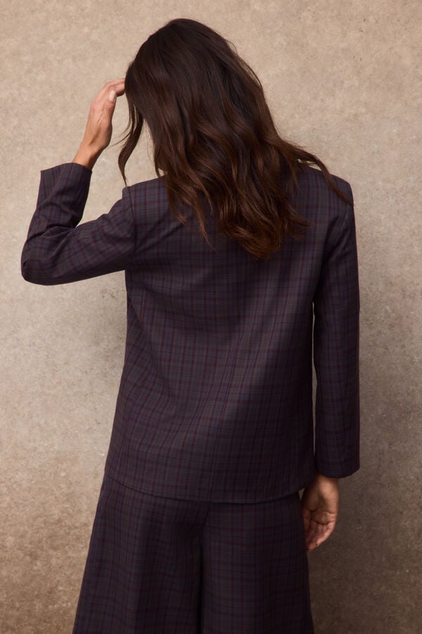 Slowlove Blazer de cuadros Estampado marr&oacute;n