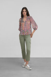 Cortefiel Ikat lurex printed chiffon blouse  Multicolour