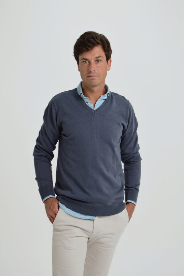 Cloking Camisola com gola em bico Azul