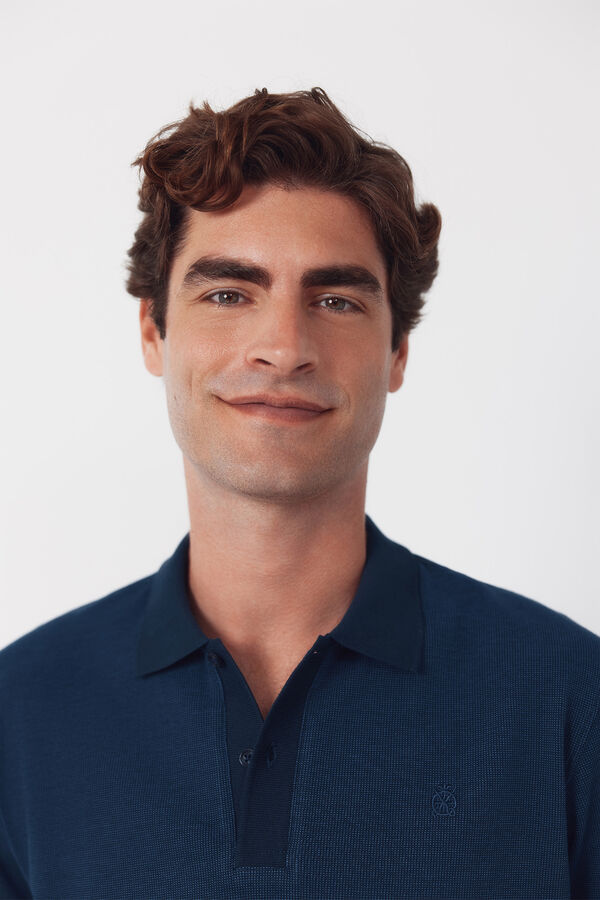 Cortefiel Textured polo shirt Navy