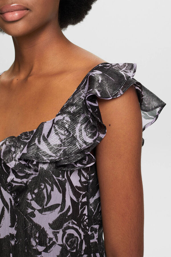 Cortefiel Long floral print asymmetric dress Multicolour