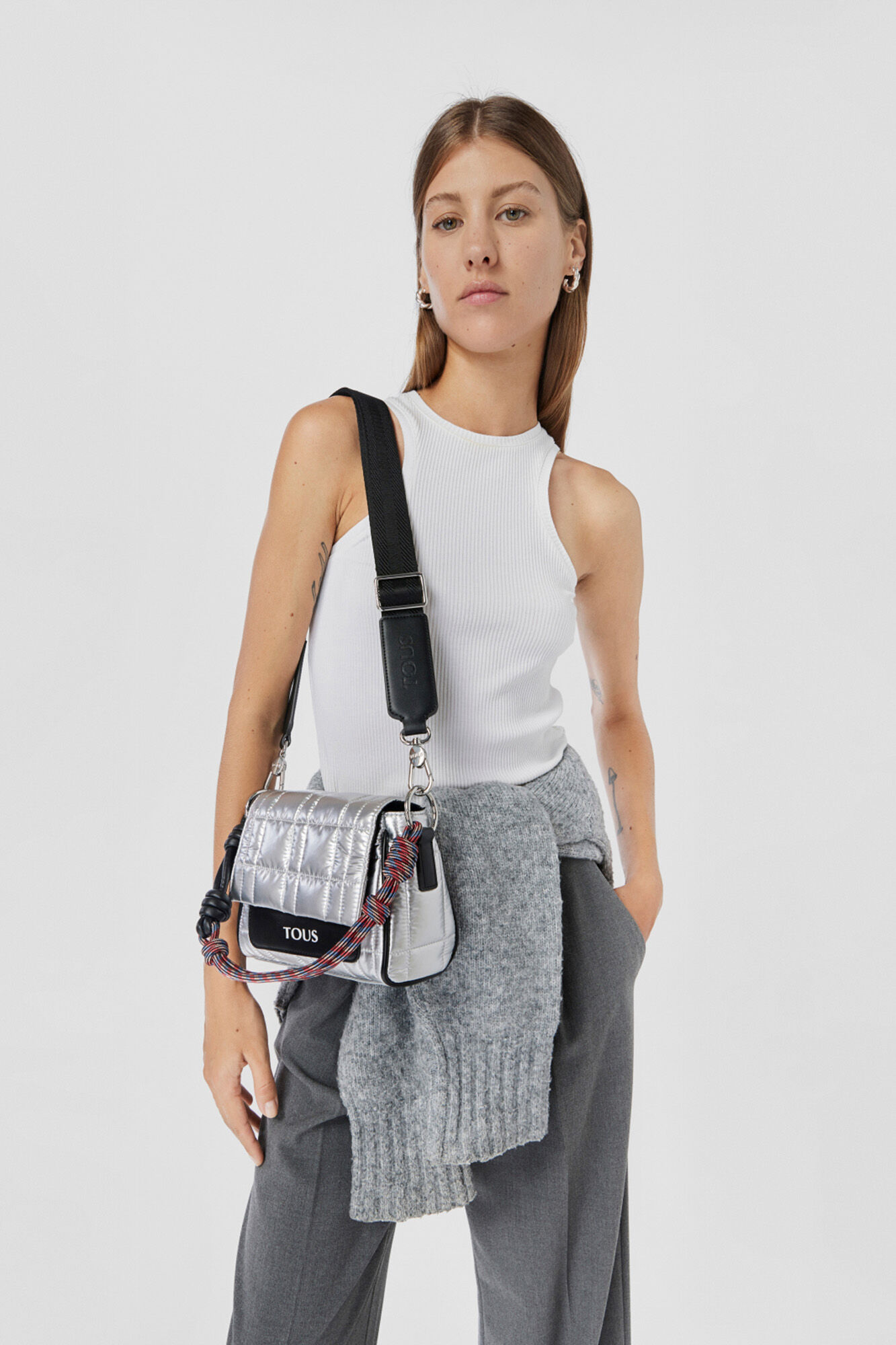 Small silver TOUS Empire Padded shoulder bag Women s accessories