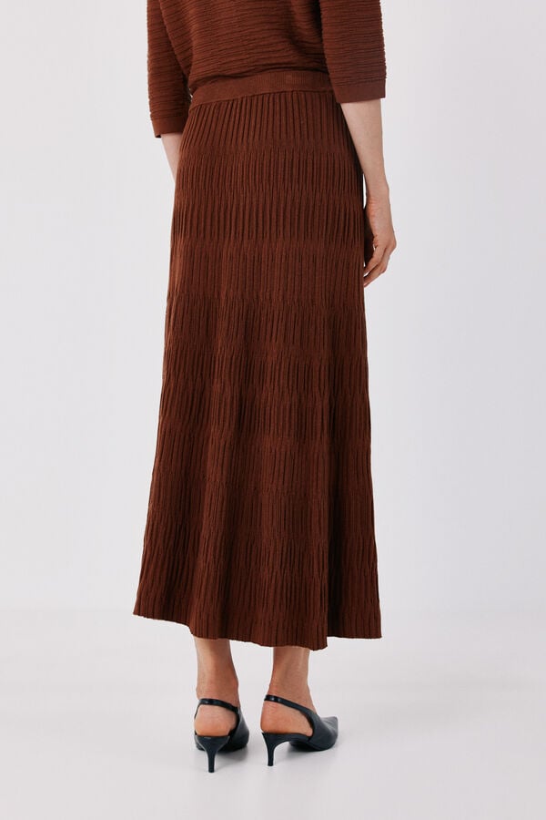 Cortefiel Knit midi skirt Dark brown