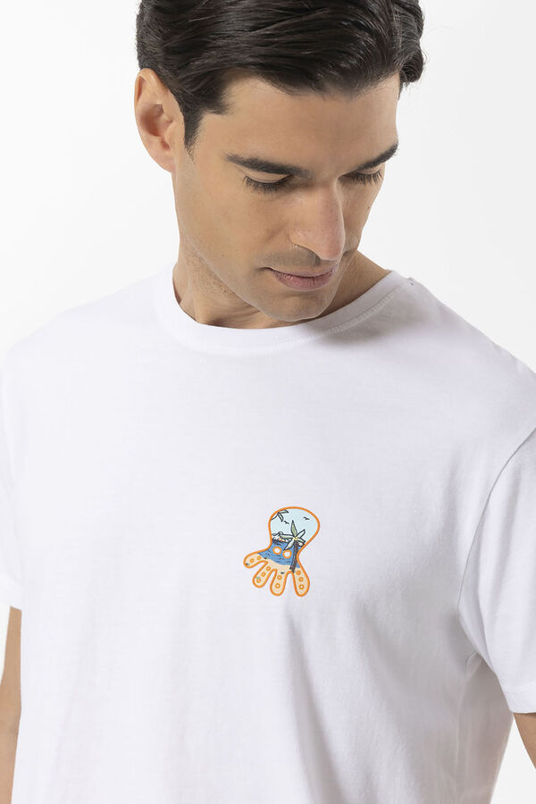 Cortefiel elPulpo T-shirt with Hawaii fill logo on the chest White