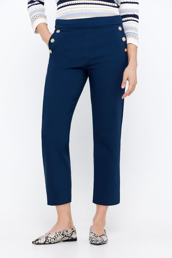Cortefiel Gold-button trousers Navy