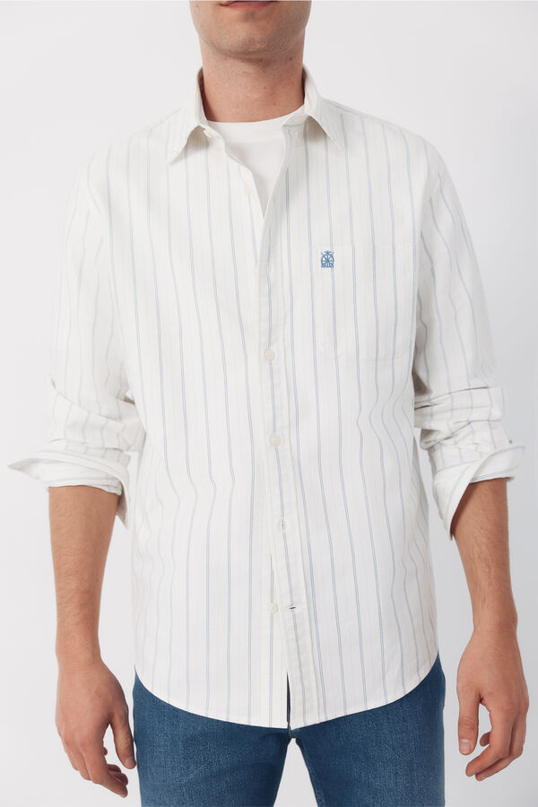Cortefiel Striped Oxford shirt Ivory