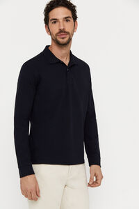 Cortefiel Essential long-sleeved polo shirt Navy