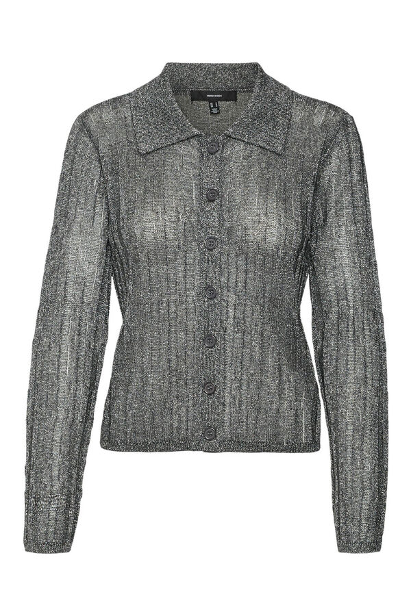 Cortefiel Cardigan with flap neck and lurex  Grey