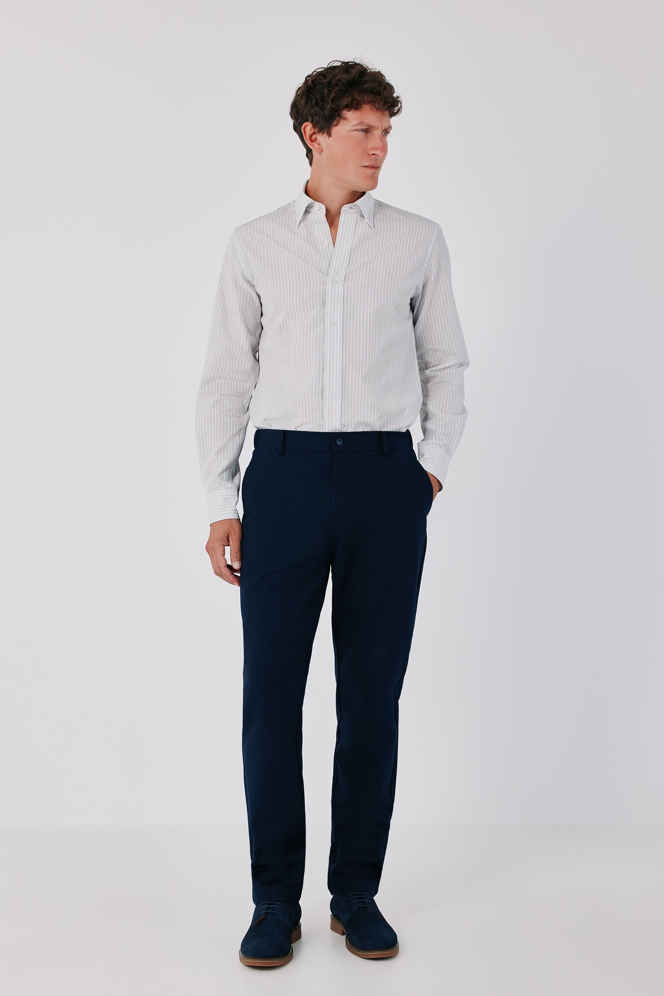 Cortefiel Striped cotton tencel shirt