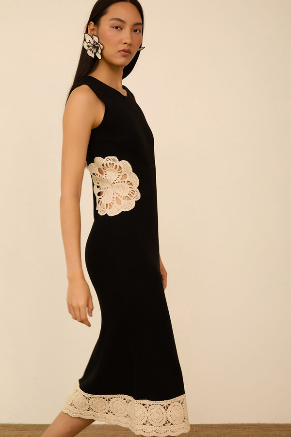 Meisie Vestido midi de malha Preto