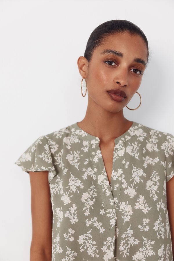 Cortefiel Fluid flutter sleeve blouse Multicolour