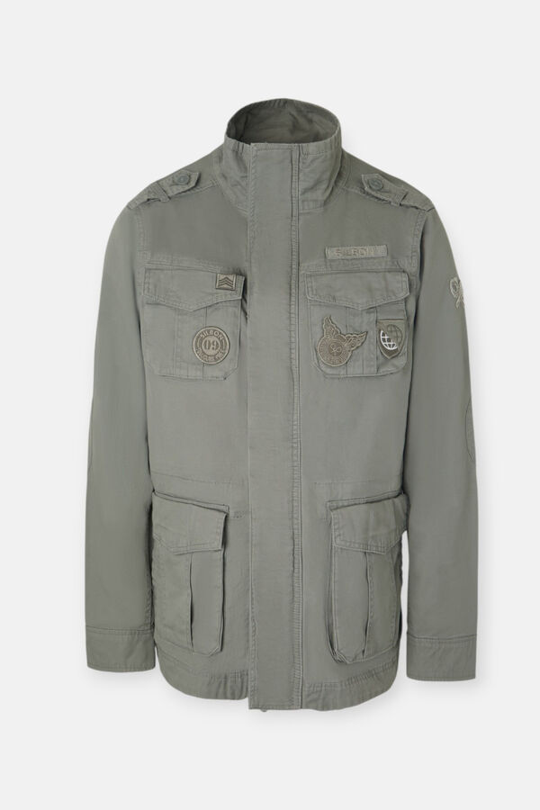 Silbon Casaco militar com manchas tingidas Verde
