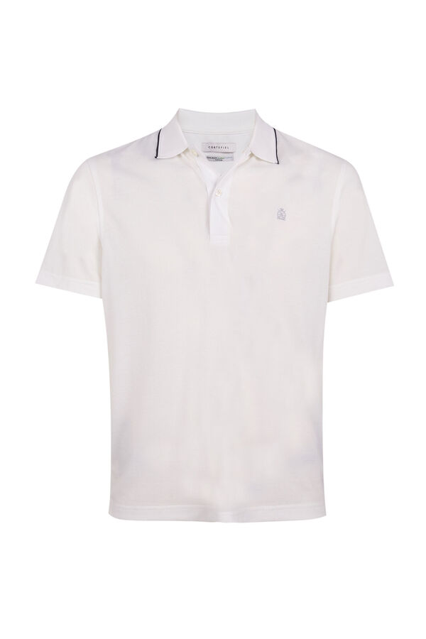 Cortefiel Coolmax® jacquard neck polo shirt White