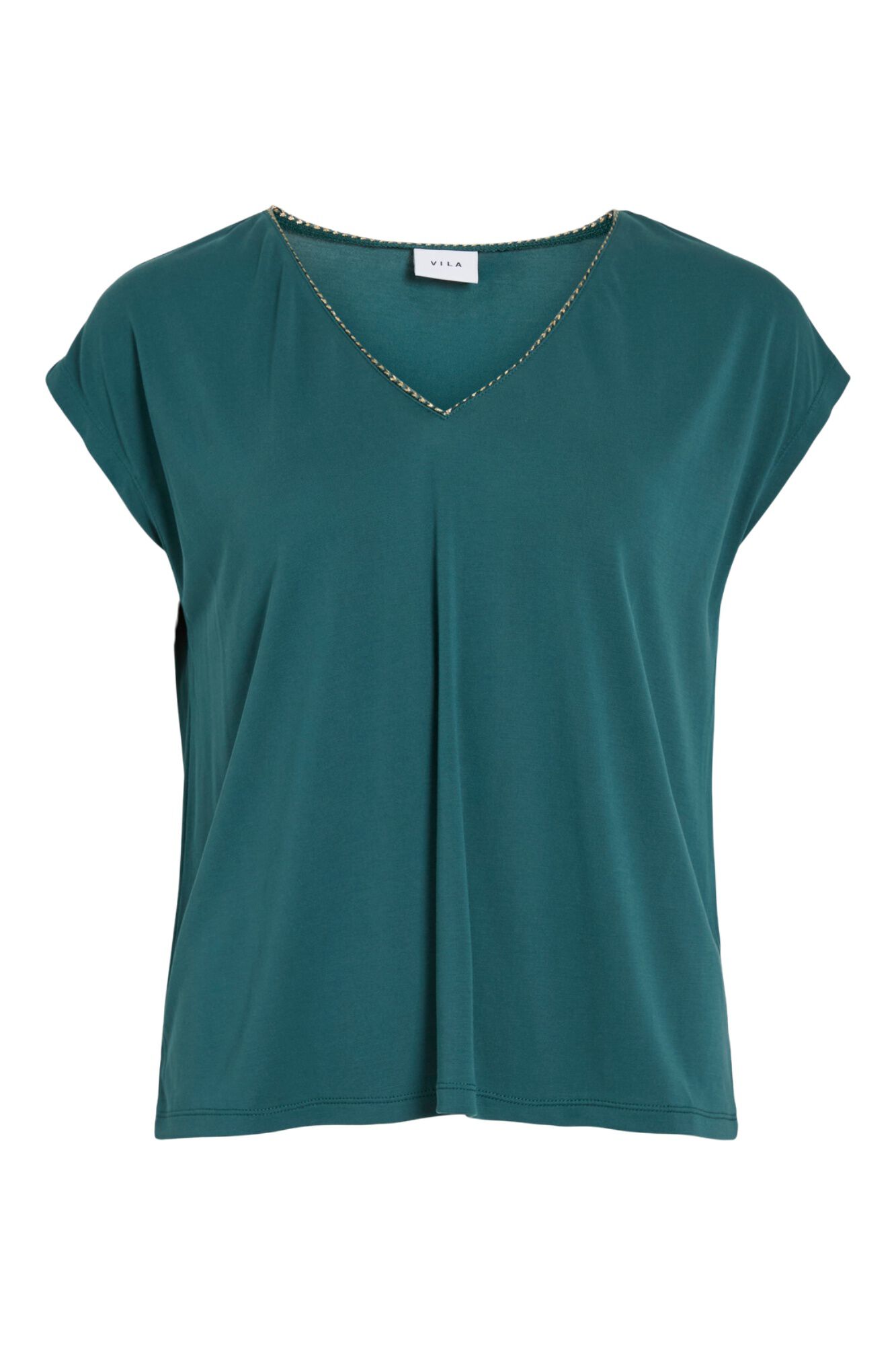 Vila T-shirt de manga curta com tencel