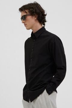 Cortefiel Regular fit linen shirt Black