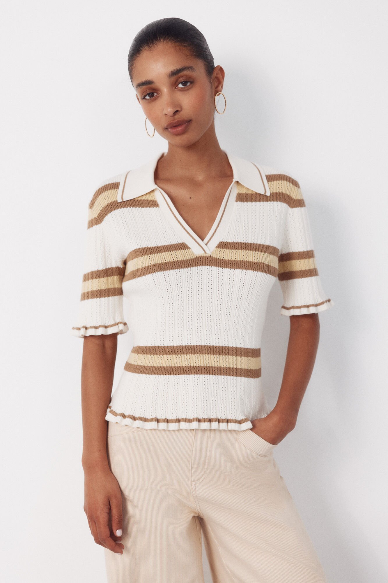 Cortefiel Striped polo jumper