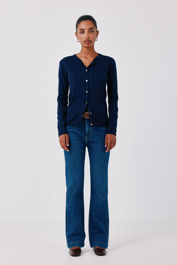 Cortefiel Basic knit jacket Navy