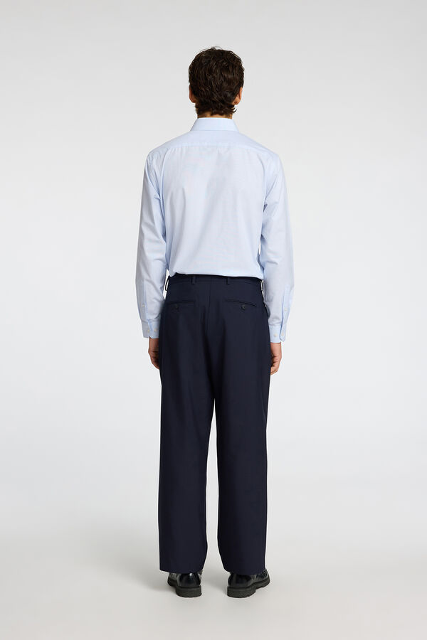 Selected Camisa de manga comprida elegante 100% algodão Azul