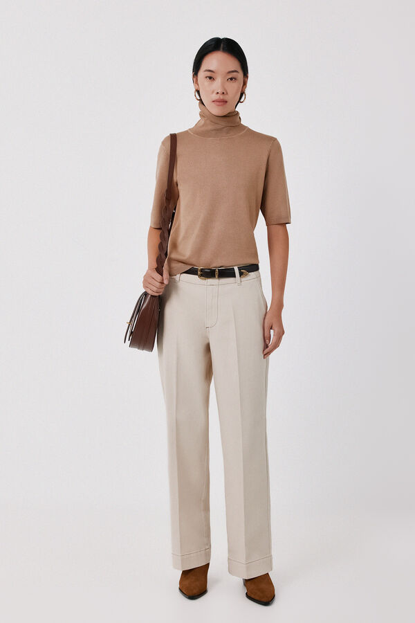Cortefiel Roll neck jumper Nude
