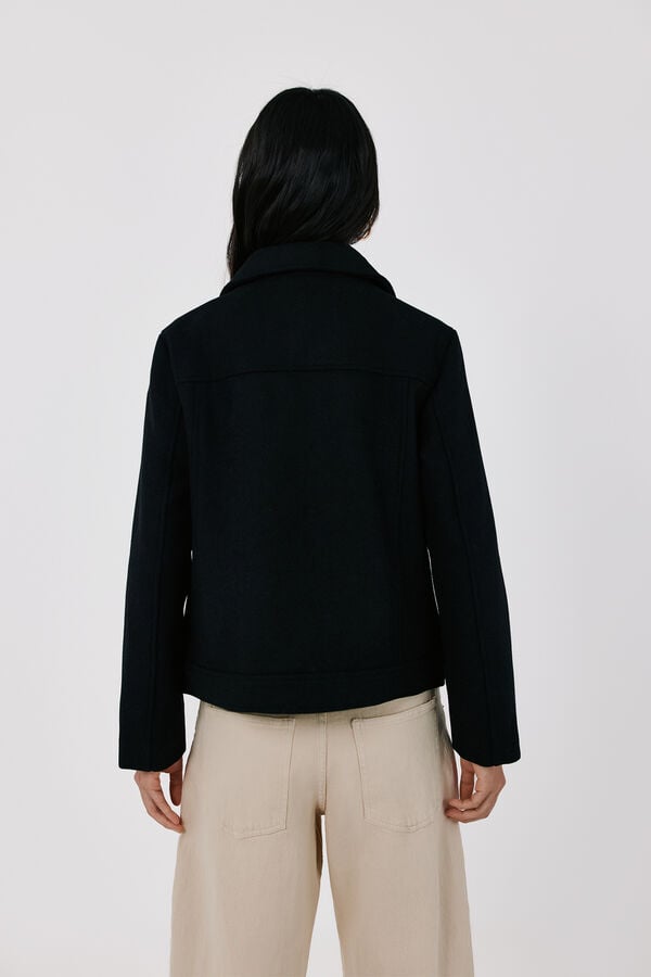 Cortefiel Short zip fastening jacket Black