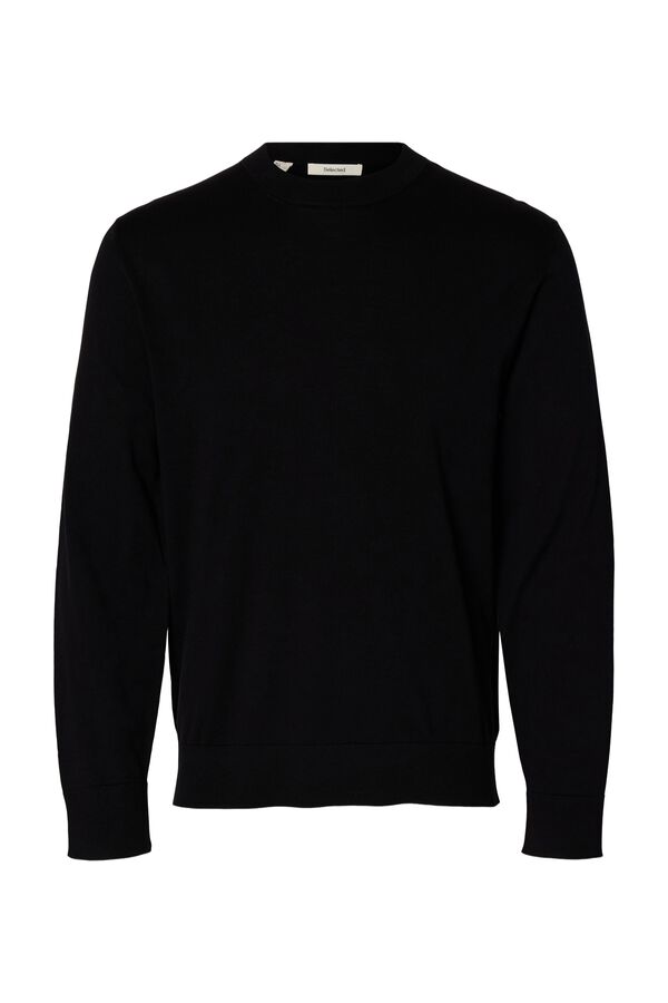 Selected Lightweight 100% organic cotton jumper Black