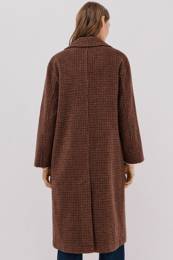 Cortefiel Long coat with flap neck Maroon