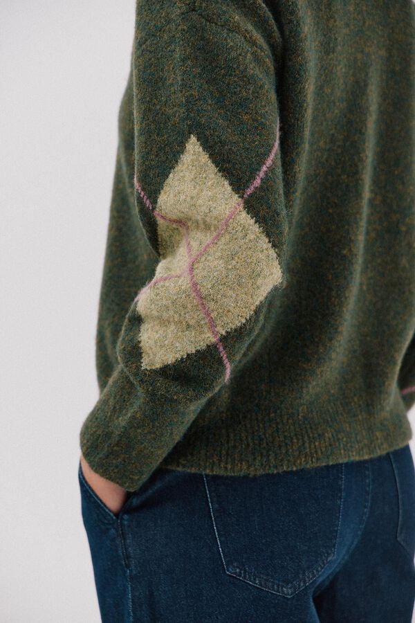 Cortefiel Jersey punto rombos Verde