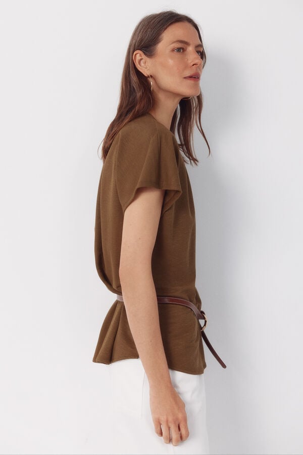 Cortefiel Blusa confort Kaki