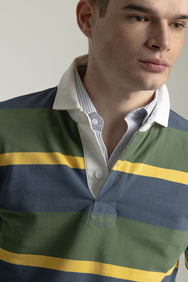 PuroEGO Camisa polo de algodão multi-listrada Verde