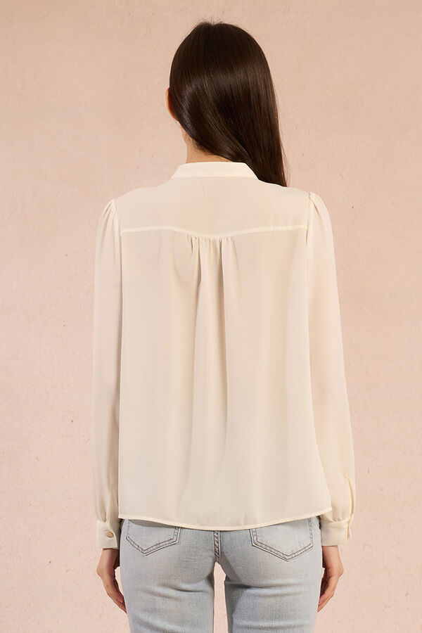 Molly Bracken Camisa de manga comprida com detalhe de babados Ecru