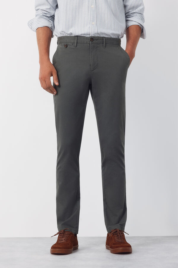 Cortefiel Slim-fit print chinos pants Kaki