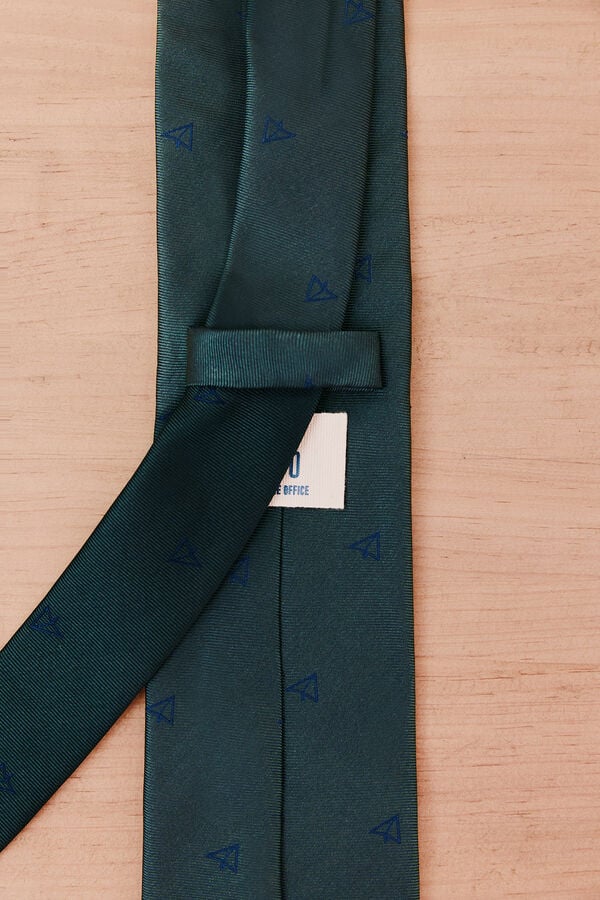 OOTO Natural silk tie Dark green