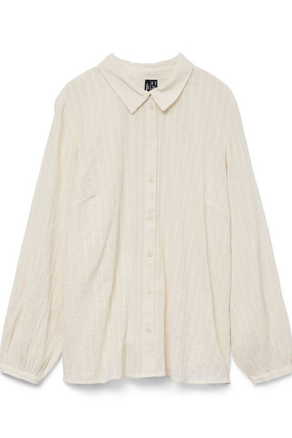 Vero Moda Curve Camisa de algodón de manga larga talla grande Gris