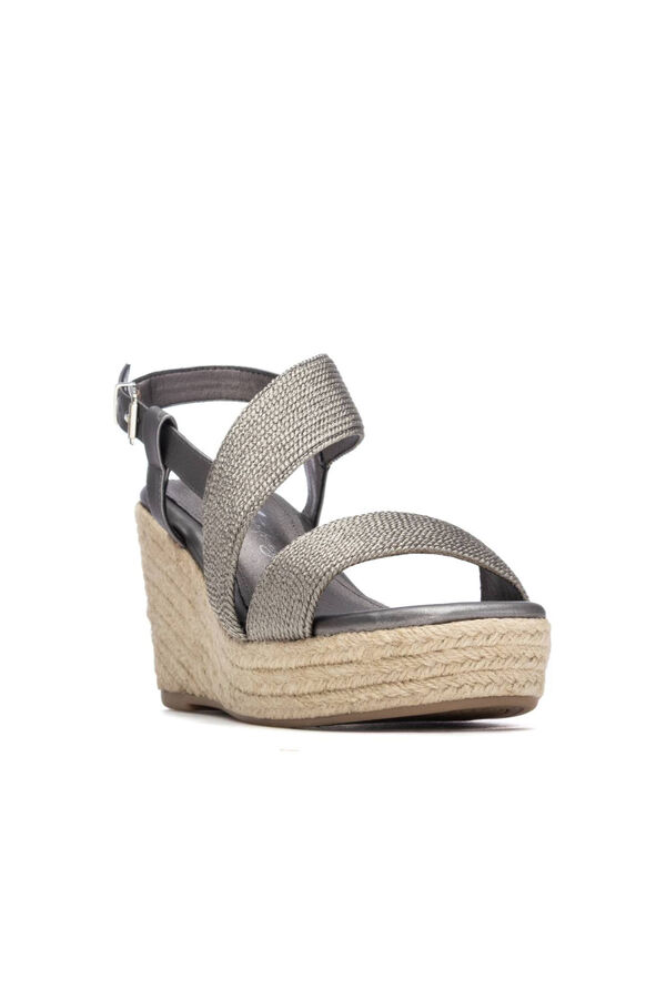 XTI Metallic jute wedge sandal Grey