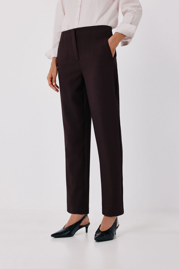 Cortefiel Slim fit tailored trousers Dark brown