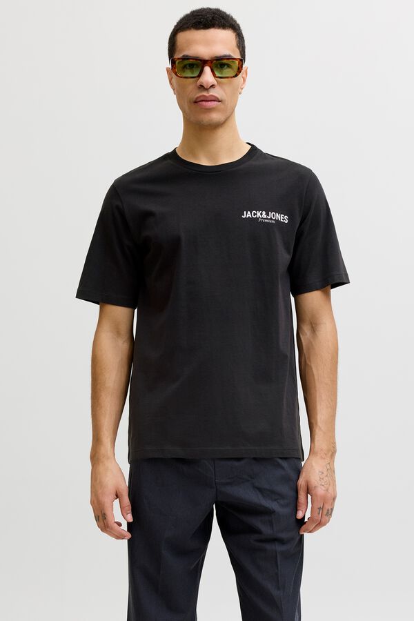 Jack & Jones T-shirt com logo em algod&atilde;o Preto