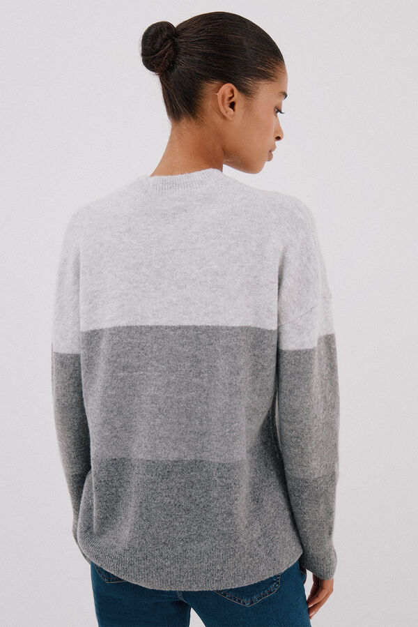 Cortefiel Striped soft feel jumper Grey