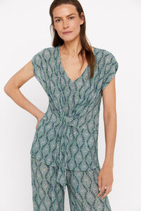 Cortefiel Pleated knot top Green