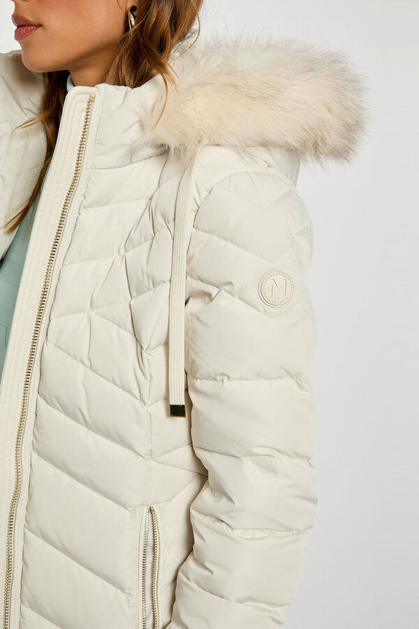 Morgan Sobretudo longo acolchoado com capuz Ecru