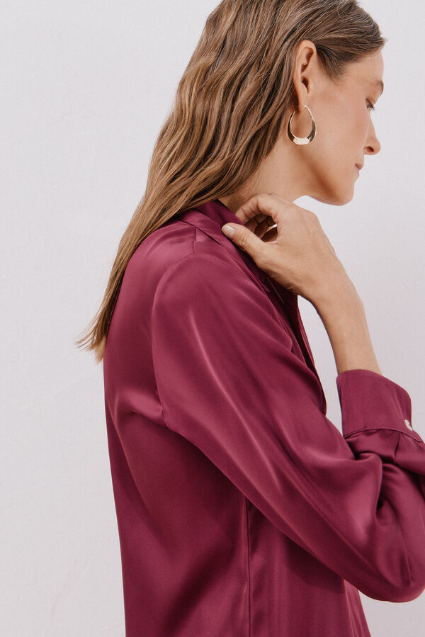 Cortefiel Satin-finish shirt Purple