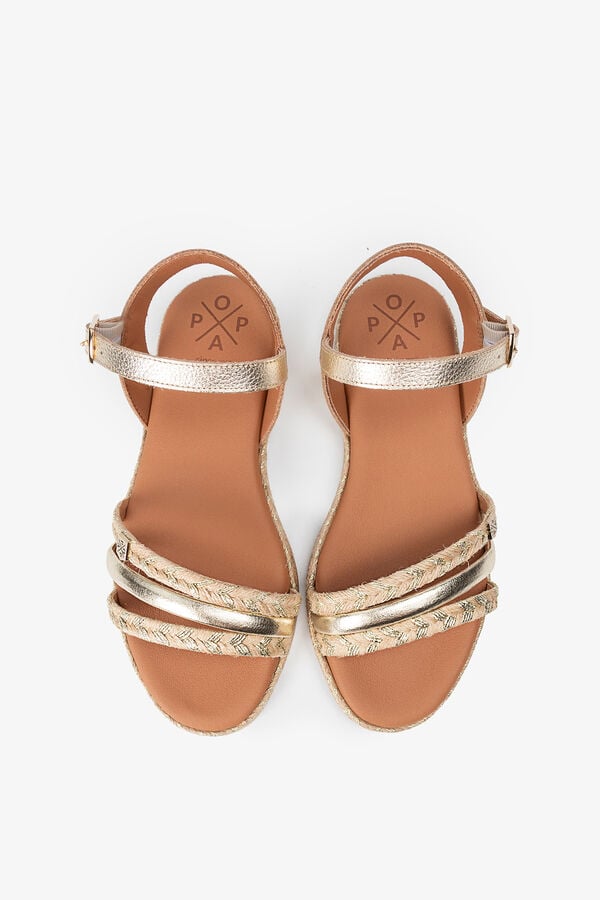 Popa Sandália plana feminina Ancon Cuerlam Dourado