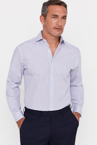 Cortefiel Classic fit checked easy-iron dress shirt Blue