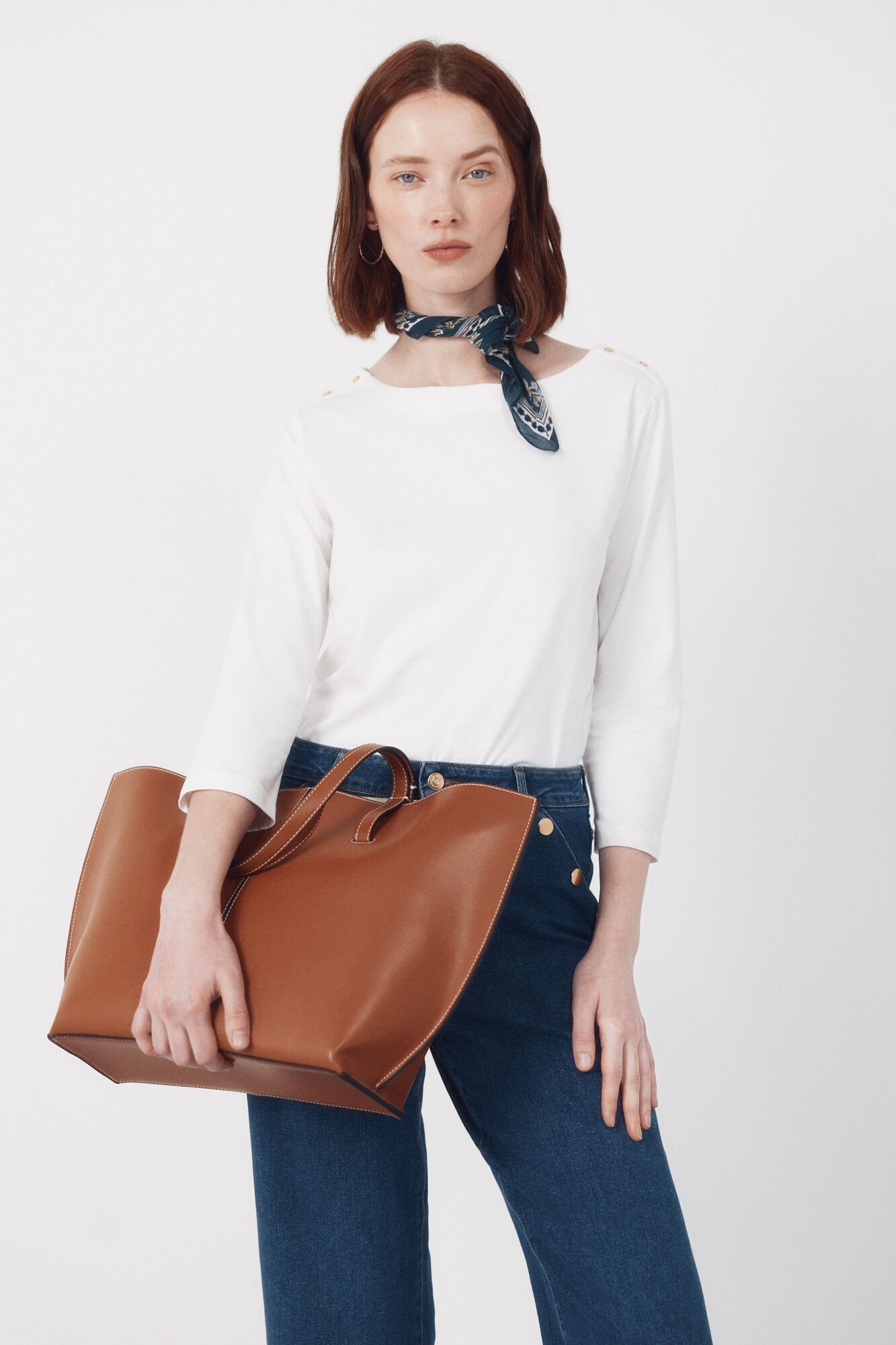 Cortefiel Basic shopper bag with stitching