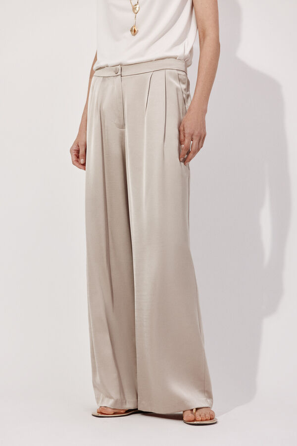 Cortefiel Pantal&oacute;n palazzo con pinzas Beige