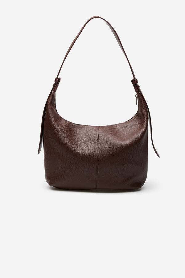 Cortefiel Textured shoulder bag Dark brown