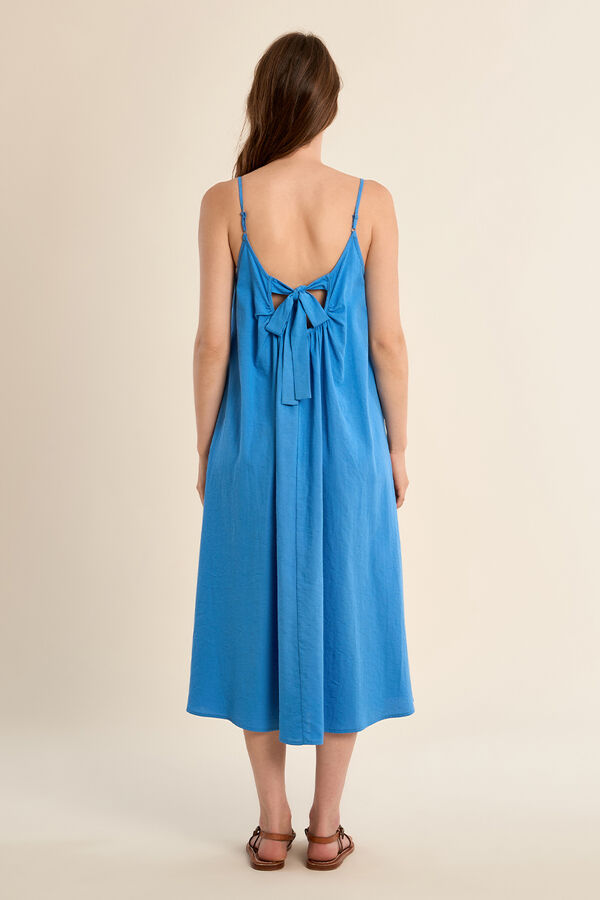 Molly Bracken Vestido comprido de al&ccedil;as e la&ccedil;ada Azul